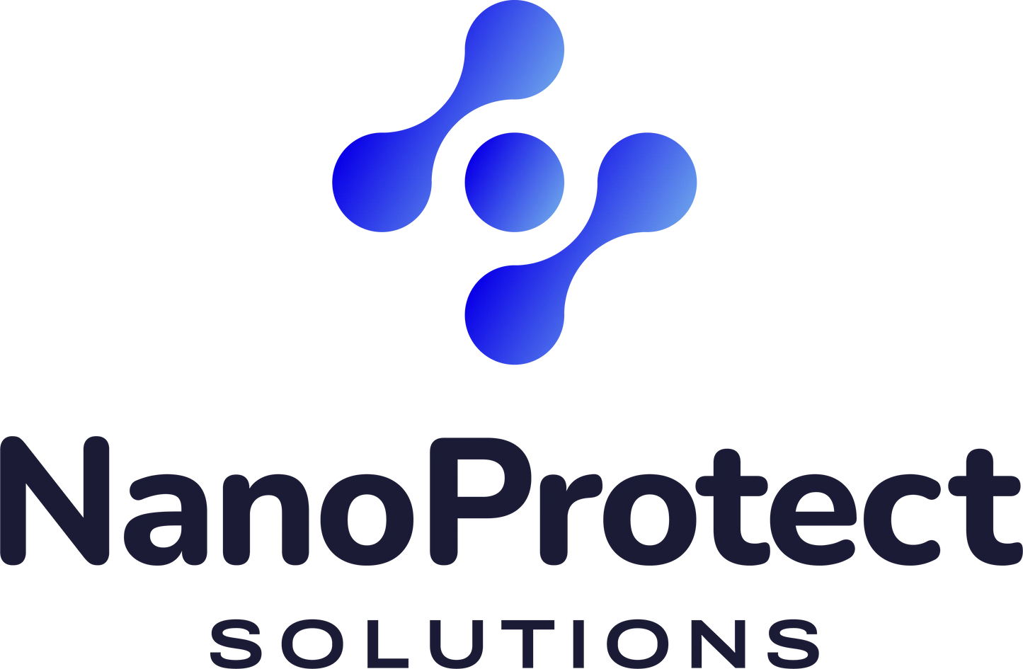NanoProtect Solutions logo with blue molecular design for advanced protection solutions
